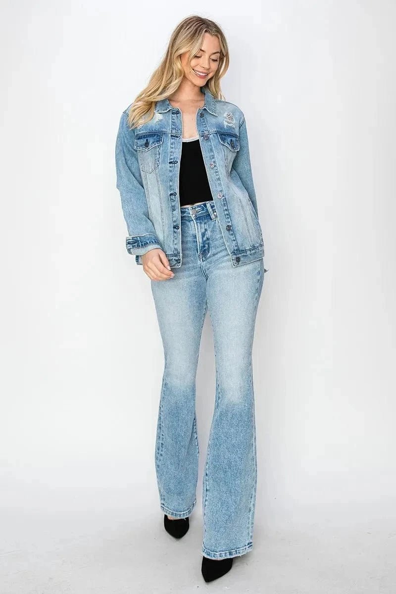 RISEN High Rise Bootcut Jeans - LIGHT by Trendsi from FREYA’S CLOSET