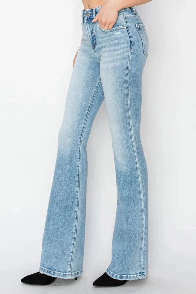 RISEN High Rise Bootcut Jeans - LIGHT by Trendsi from FREYA’S CLOSET