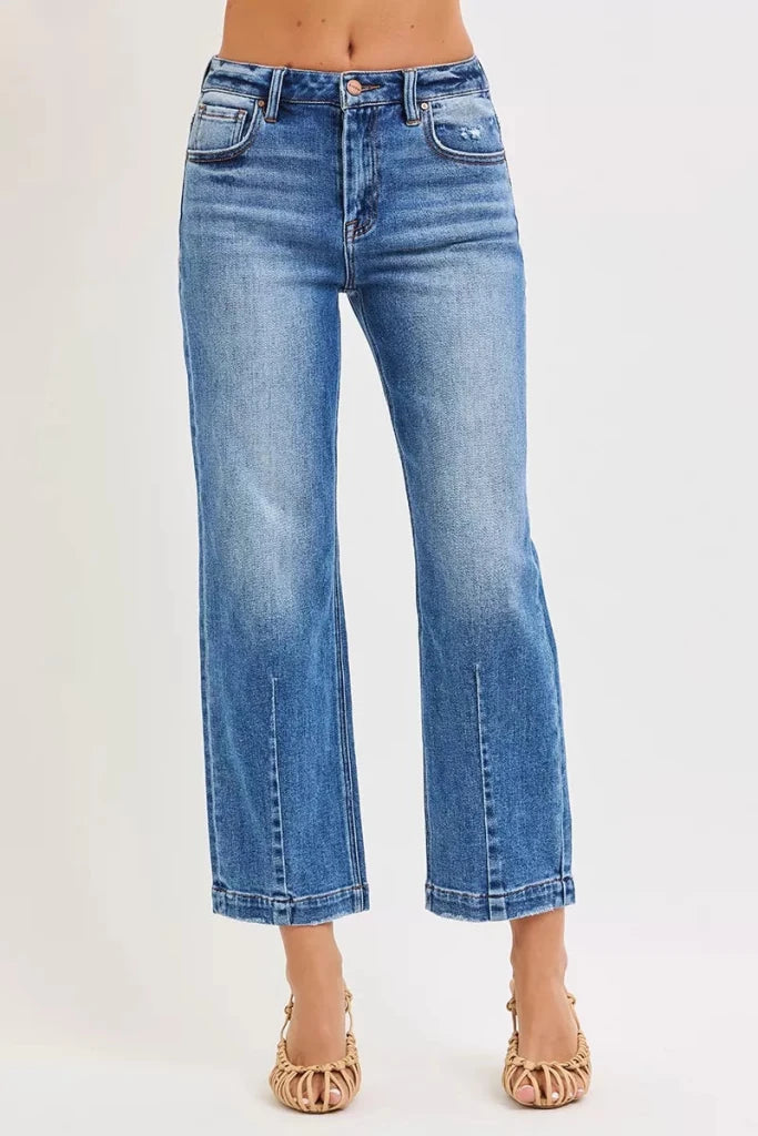 RISEN High Rise Crop Boyfriend Tapered Jeans - DARK by Trendsi from FREYA’S CLOSET