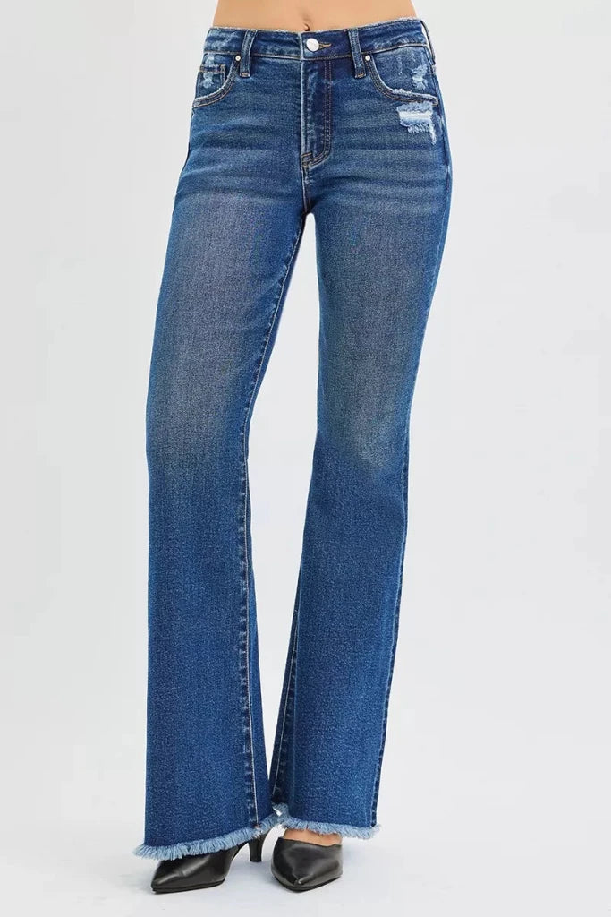 RISEN High Rise Flare Jeans - DARK by Trendsi from FREYA’S CLOSET
