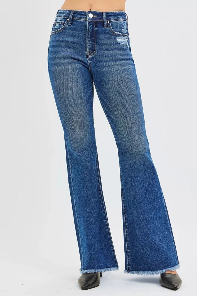 RISEN High Rise Flare Jeans - DARK by Trendsi from FREYA’S CLOSET