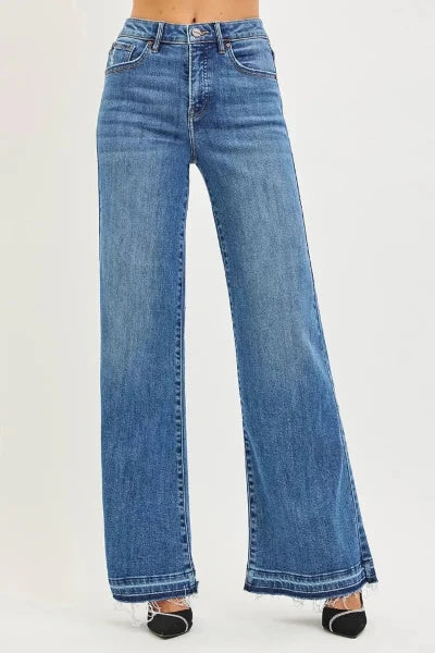 RISEN High Rise Wide Leg Jeans With Released Hem - MEDIUM by Trendsi from FREYA’S CLOSET
