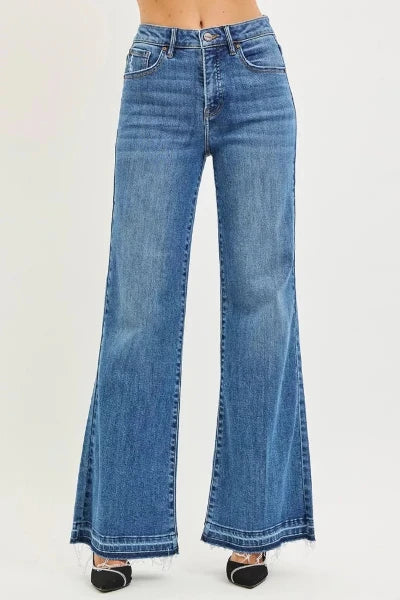 RISEN High Rise Wide Leg Jeans With Released Hem - MEDIUM by Trendsi from FREYA’S CLOSET