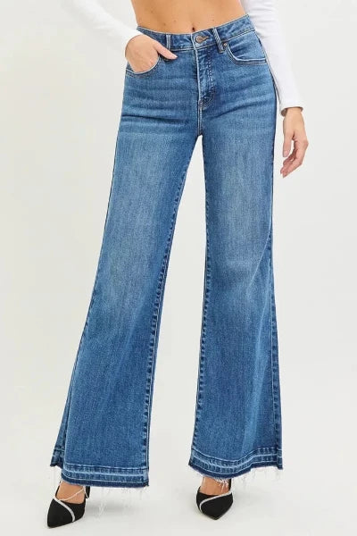 RISEN High Rise Wide Leg Jeans With Released Hem - MEDIUM by Trendsi from FREYA’S CLOSET
