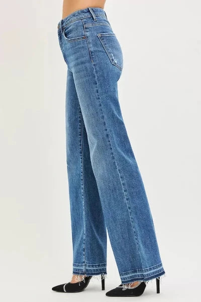 RISEN High Rise Wide Leg Jeans With Released Hem - MEDIUM by Trendsi from FREYA’S CLOSET