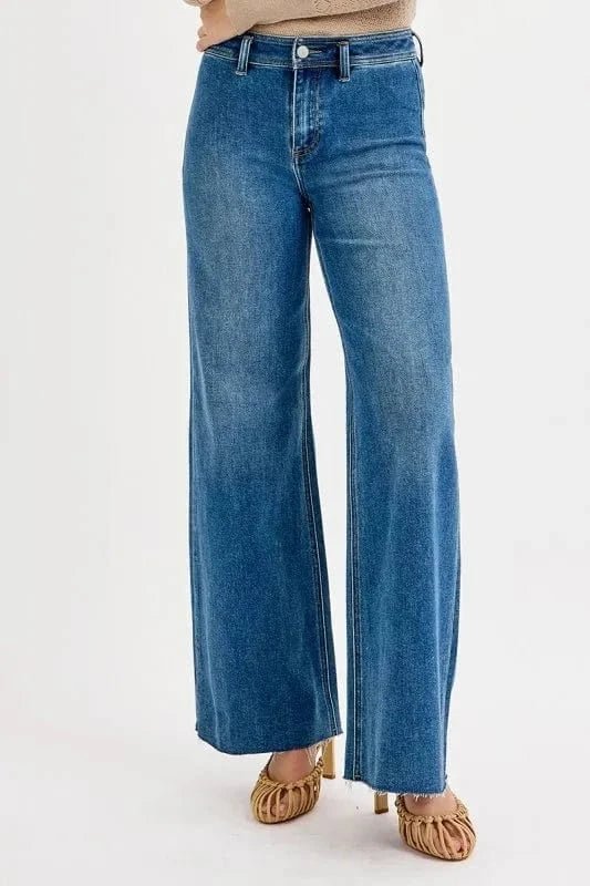 RISEN High - Waisted Wide Leg Jeans - Medium by Trendsi from FREYA’S CLOSET