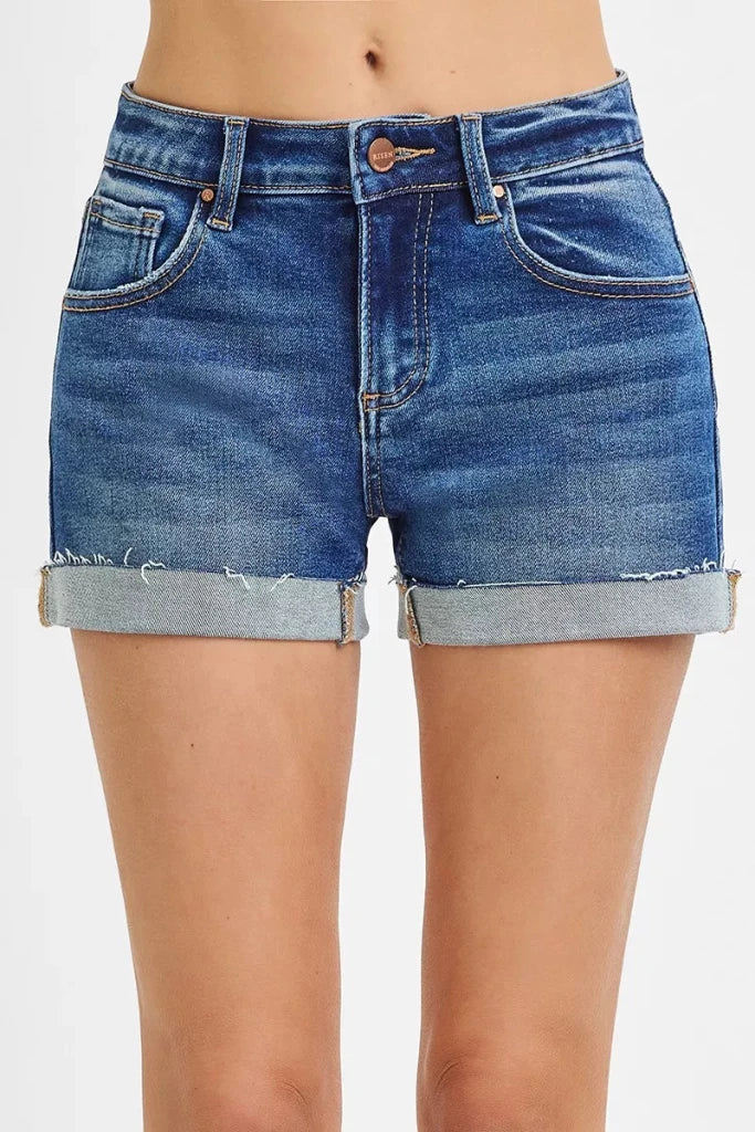 RISEN Low Rise Cuffed Shorts - DARK by Trendsi from FREYA’S CLOSET