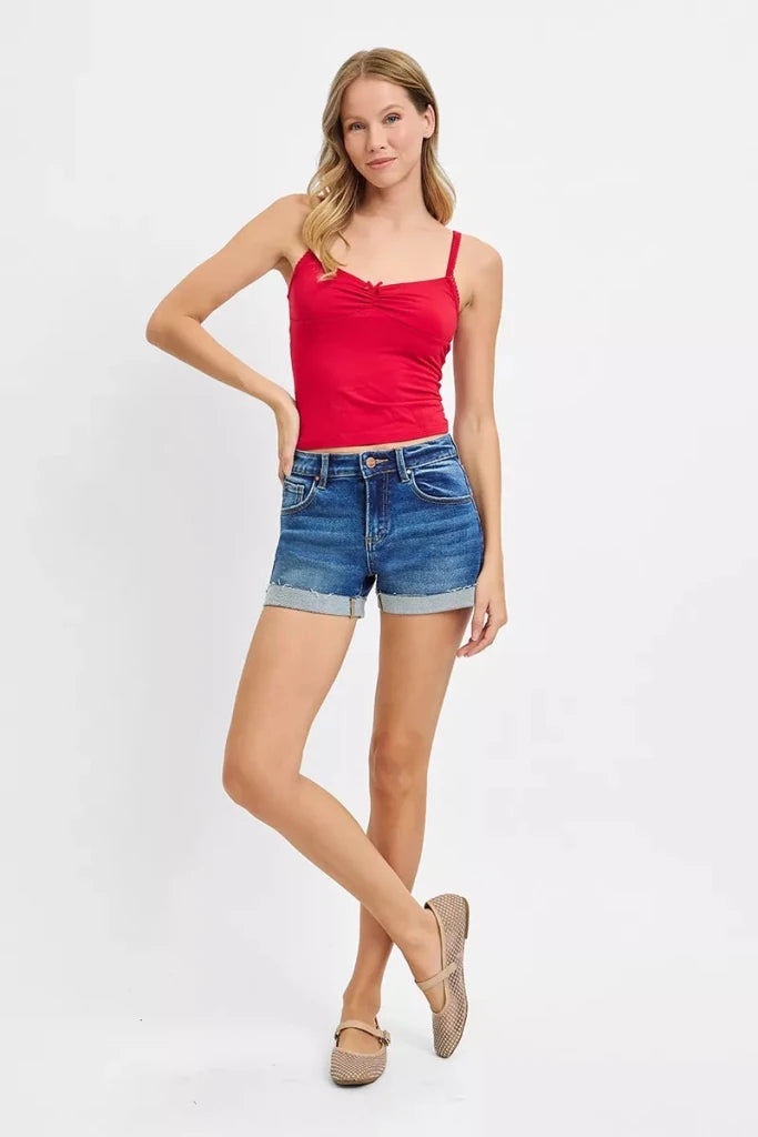 RISEN Low Rise Cuffed Shorts - DARK by Trendsi from FREYA’S CLOSET