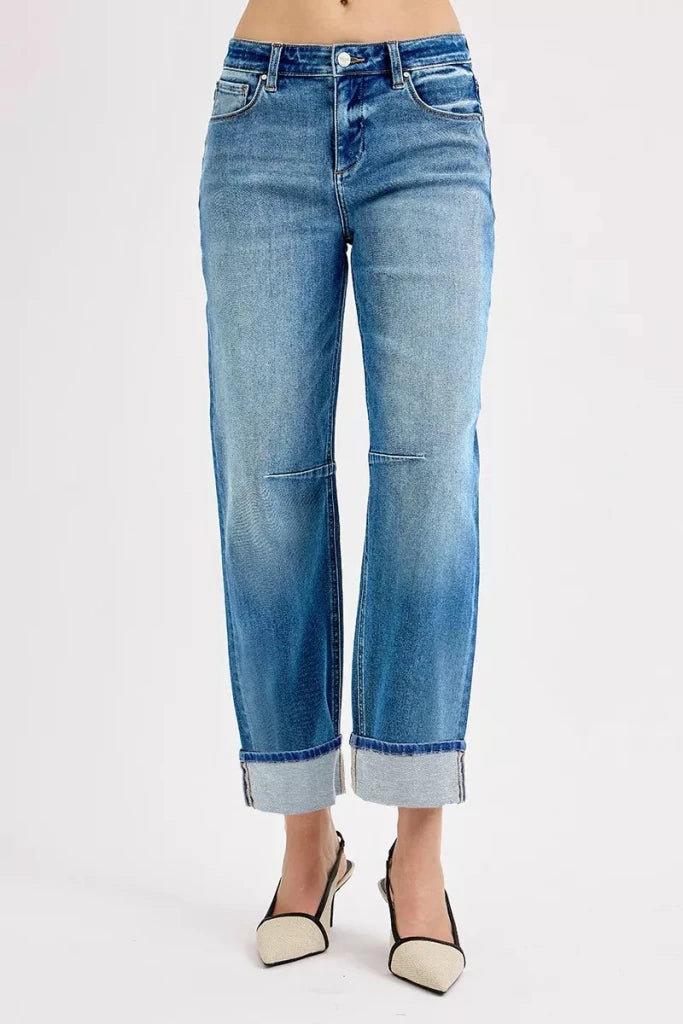 RISEN Slouchy Crop Barrel Cuffed Jeans - MEDIUM by Trendsi from FREYA’S CLOSET