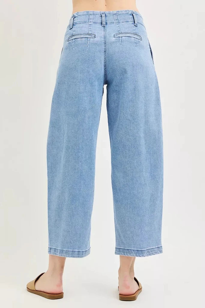 RISEN Slouchy Crop Barrel Pleated Jeans - MEDIUM by Trendsi from FREYA’S CLOSET