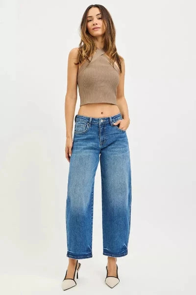RISEN Slouchy Cropped Barrel Jeans - MEDIUM by Trendsi from FREYA’S CLOSET