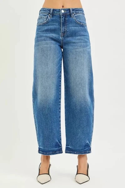 RISEN Slouchy Cropped Barrel Jeans - MEDIUM by Trendsi from FREYA’S CLOSET