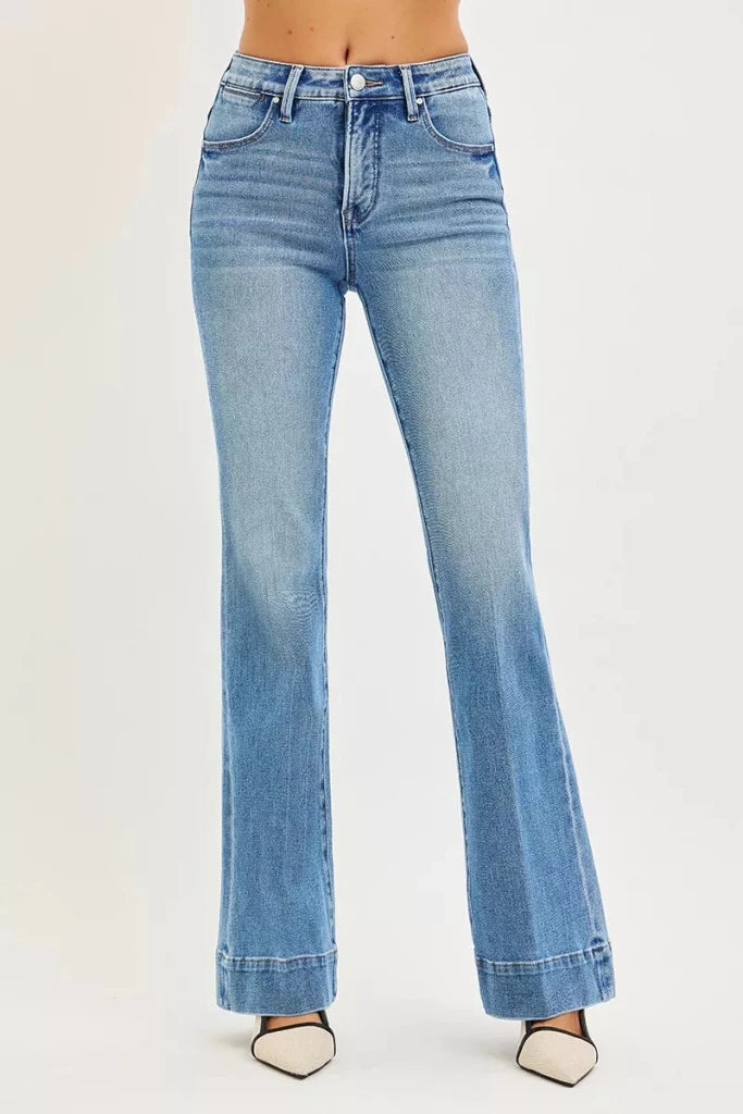 RISEN Tummy Control 4 Way Stretch Mid Rise Flare Jeans - MEDIUM by Trendsi from FREYA’S CLOSET