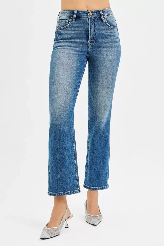 RISEN Tummy Control High Rise Crop Straight Jeans - MEDIUM by Trendsi from FREYA’S CLOSET