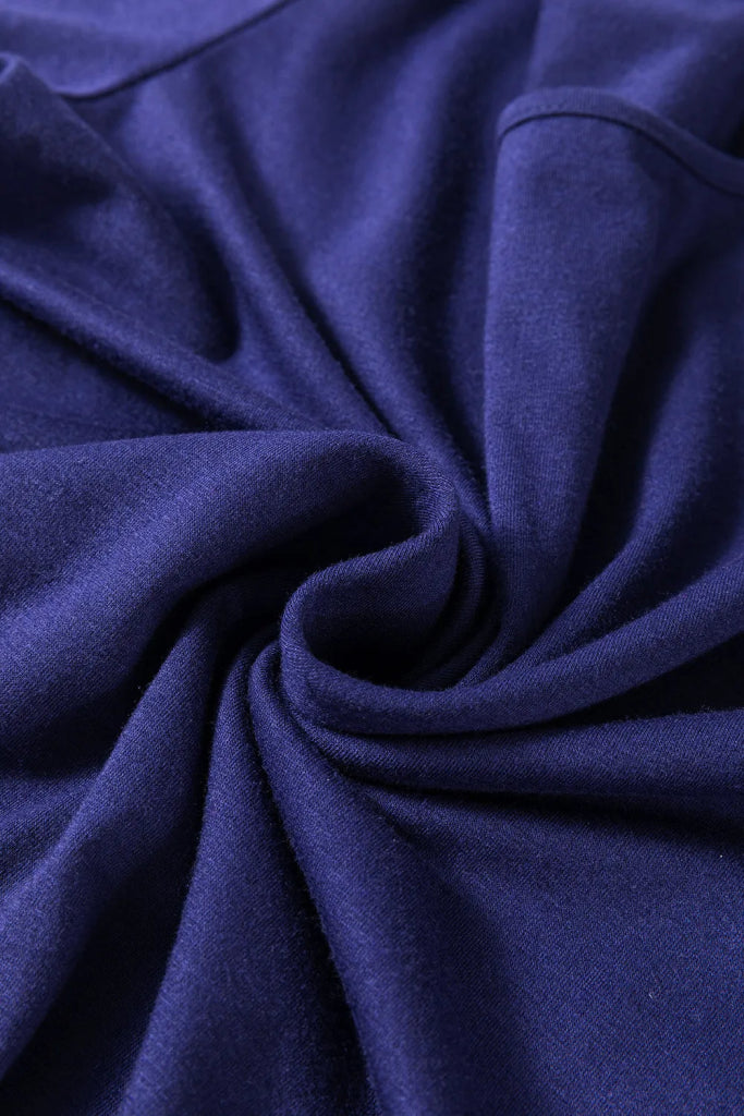 Round Neck Long Sleeve Top and Printed Pants Lounge Set - Navy by Trendsi from FREYA’S CLOSET