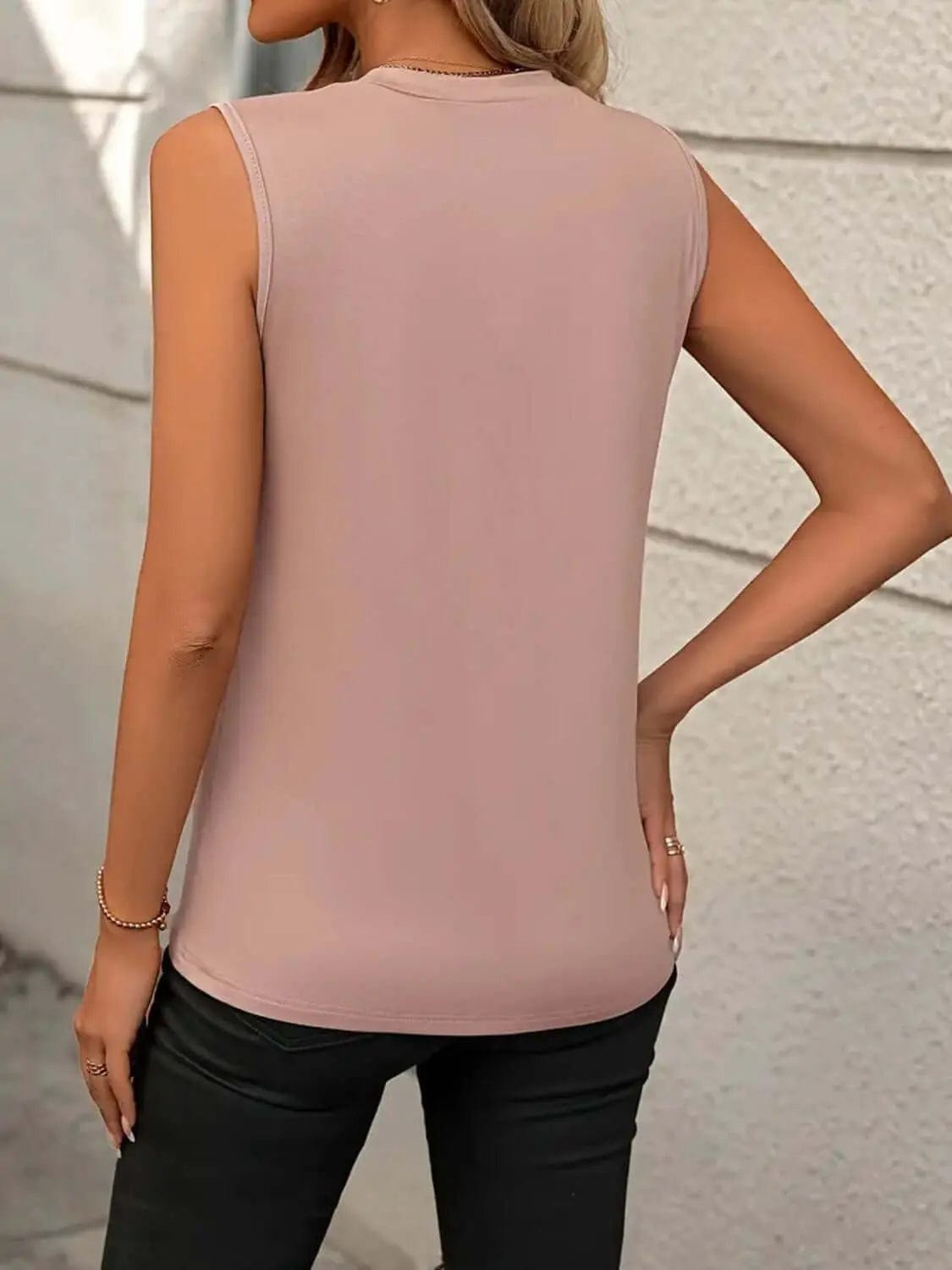 Trendsi Shirts and Blouses Light Mauve / S Round Neck Sleeveless Tank
