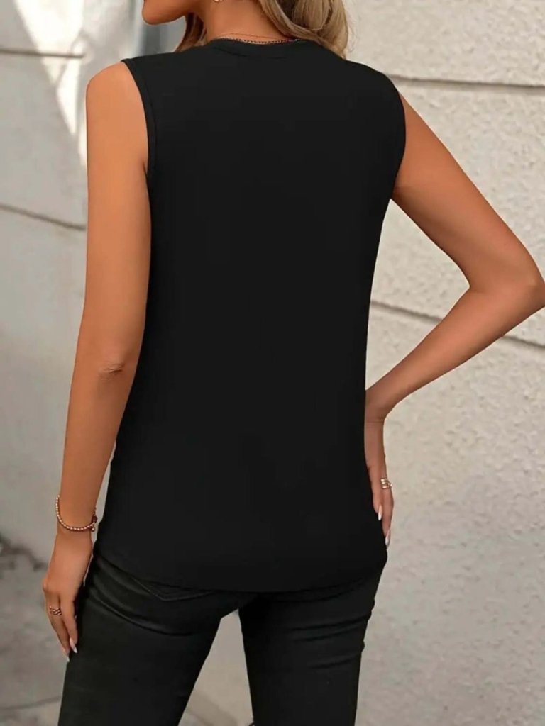 Round Neck Sleeveless Tank - Black by Trendsi from FREYA’S CLOSET