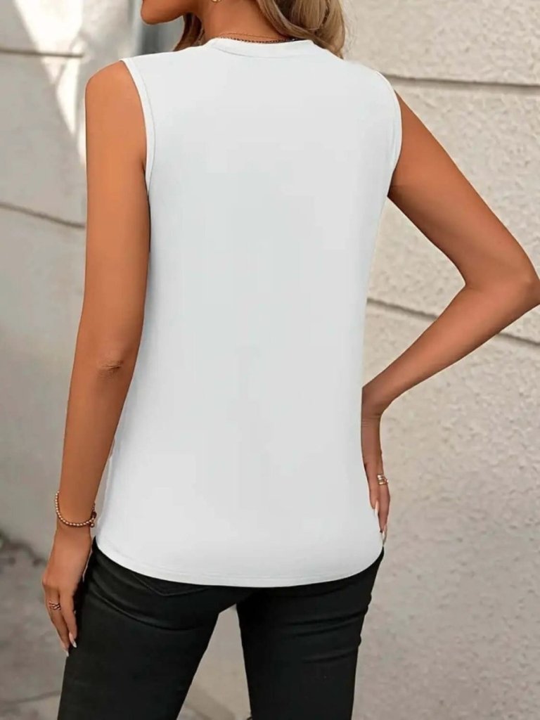 Round Neck Sleeveless Tank - White by Trendsi from FREYA’S CLOSET