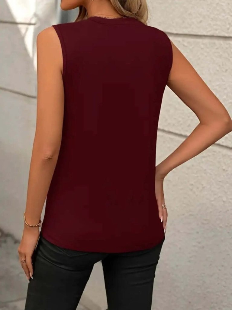 Round Neck Sleeveless Tank - White by Trendsi from FREYA’S CLOSET