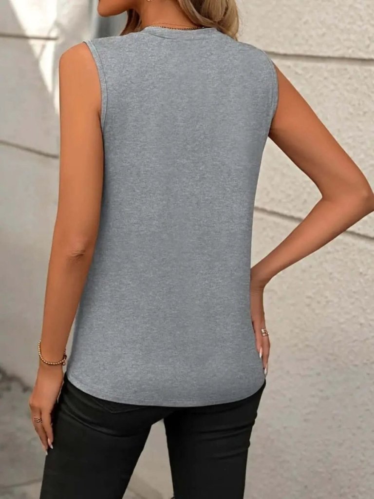 Round Neck Sleeveless Tank - Heather Gray by Trendsi from FREYA’S CLOSET
