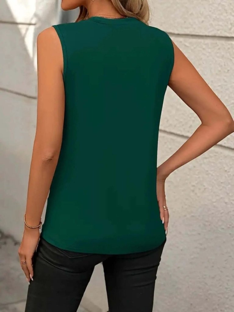 Round Neck Sleeveless Tank - Green by Trendsi from FREYA’S CLOSET