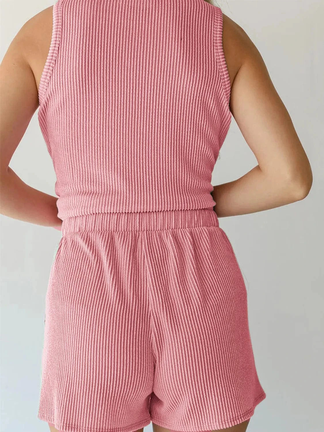 Trendsi Round Neck Sleeveless Top and Shorts Set