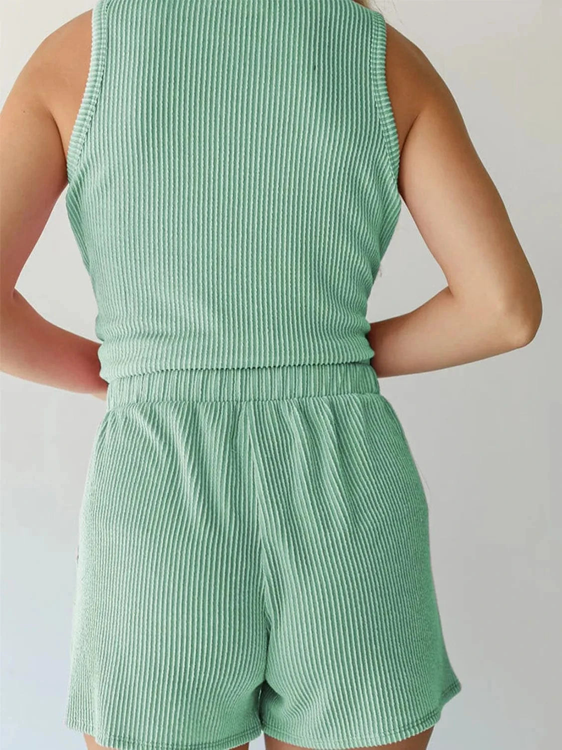 Trendsi Round Neck Sleeveless Top and Shorts Set