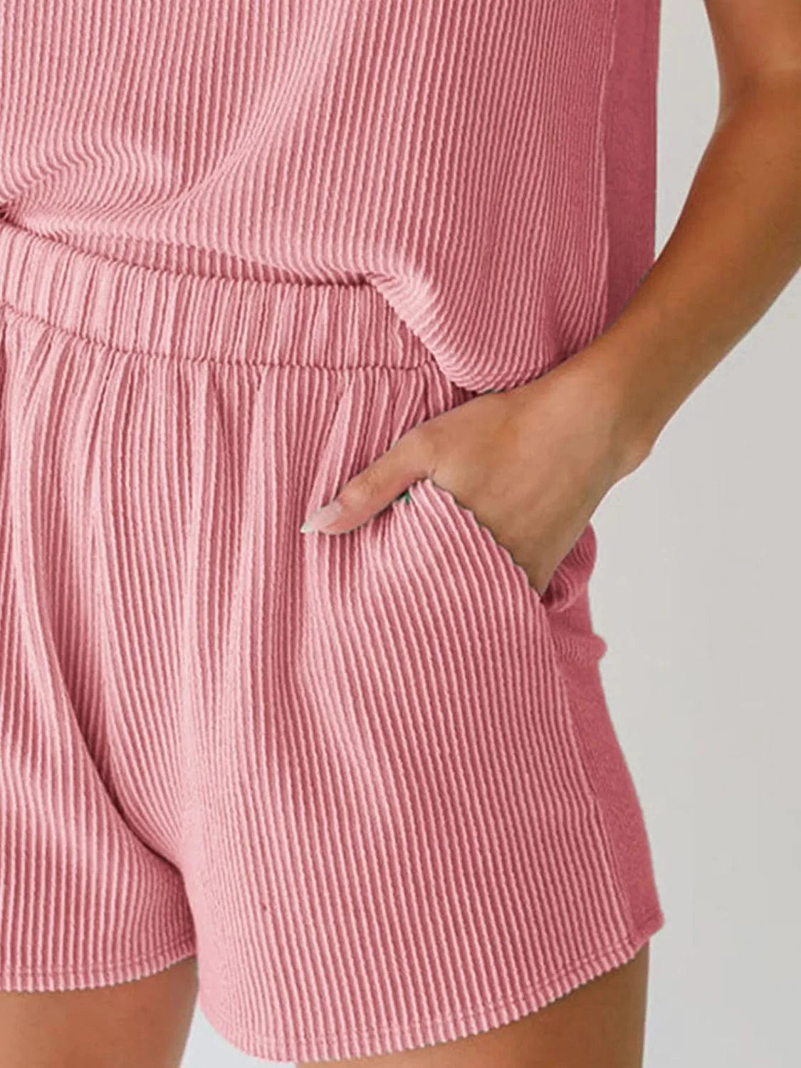 Trendsi Round Neck Sleeveless Top and Shorts Set
