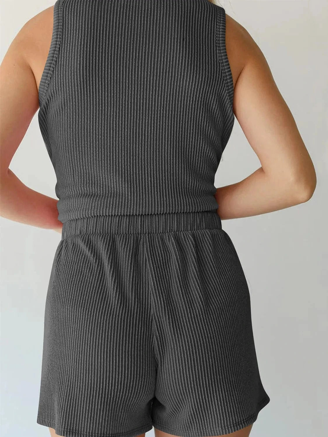 Trendsi Round Neck Sleeveless Top and Shorts Set