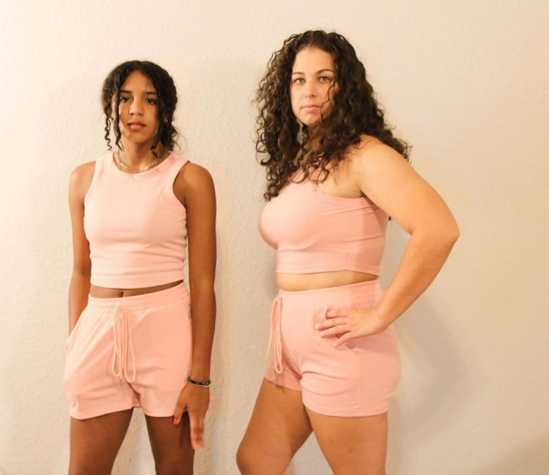 Round Neck Tank and Drawstring Shorts Set - Blush Pink by Trendsi from FREYA’S CLOSET