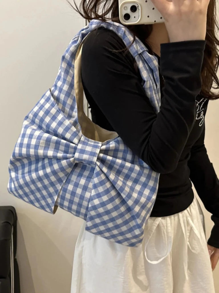 Ruched Bow Shoulder Bag - Blue by Trendsi from FREYA’S CLOSET