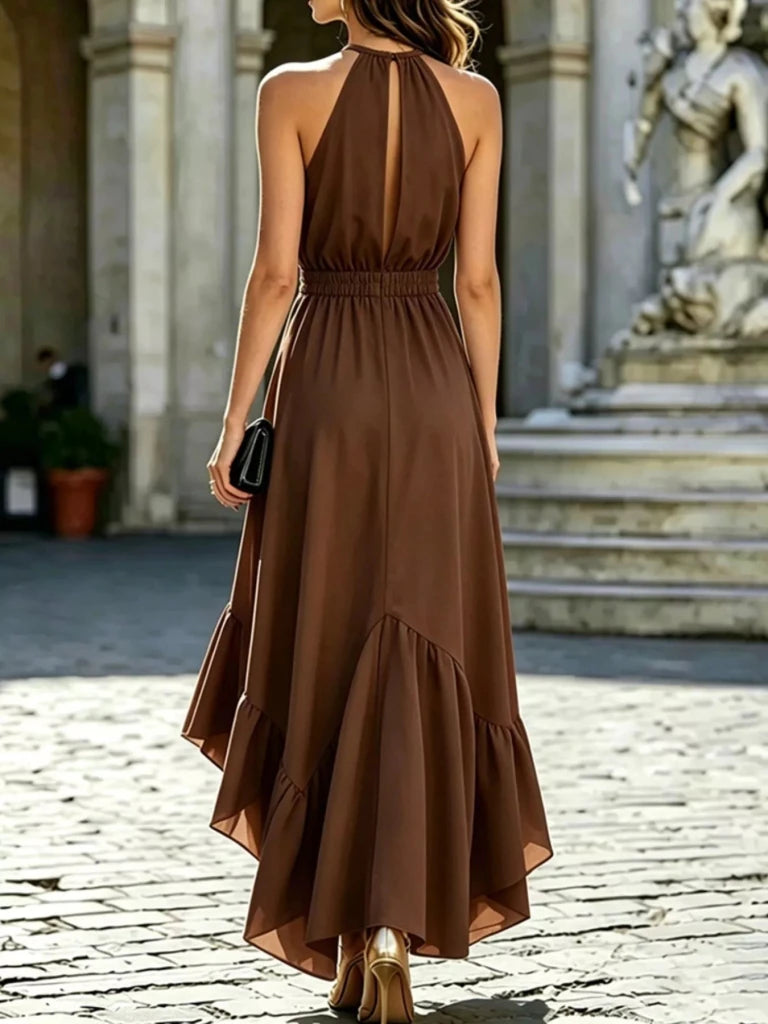 Ruffled high-low sleeveless maxi dress, alternate product image