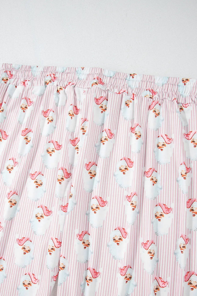 Santa Print Long Sleeve Top and Pants Lounge Set - Blush Pink by Trendsi from FREYA’S CLOSET