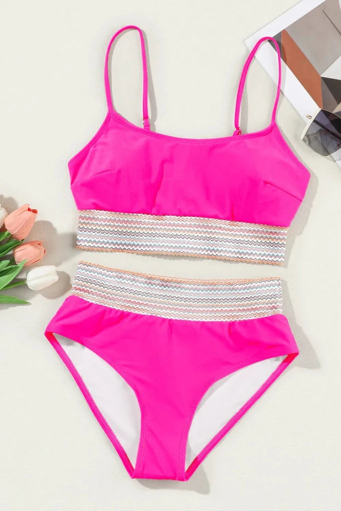 Scoop Neck Spaghetti Strap Two - Piece Swim Set - Hot Pink by Trendsi from FREYA’S CLOSET