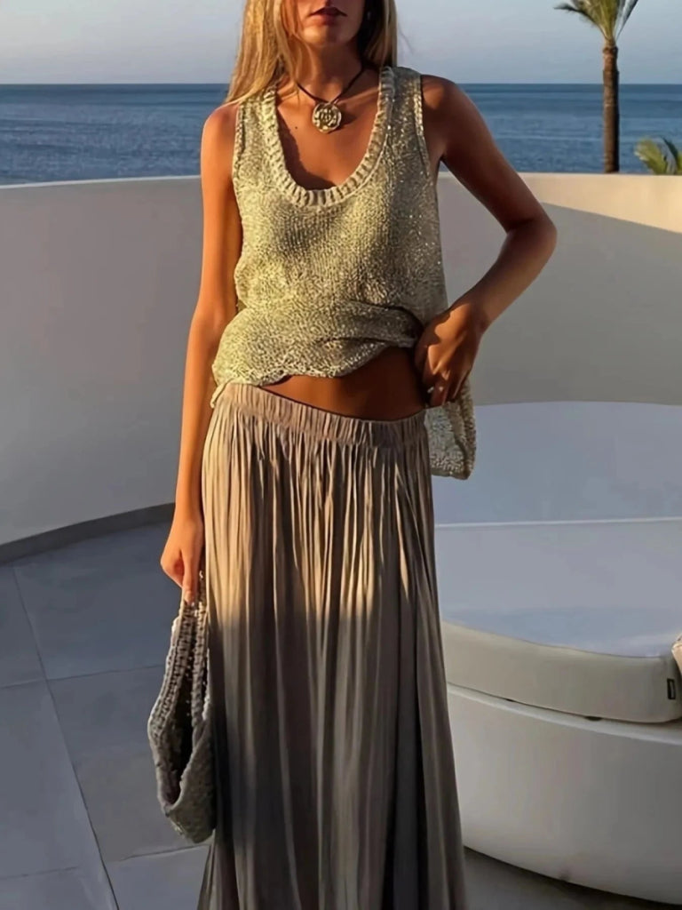 Scoop Neck Sweater Vest - Apricot by Trendsi from FREYA’S CLOSET