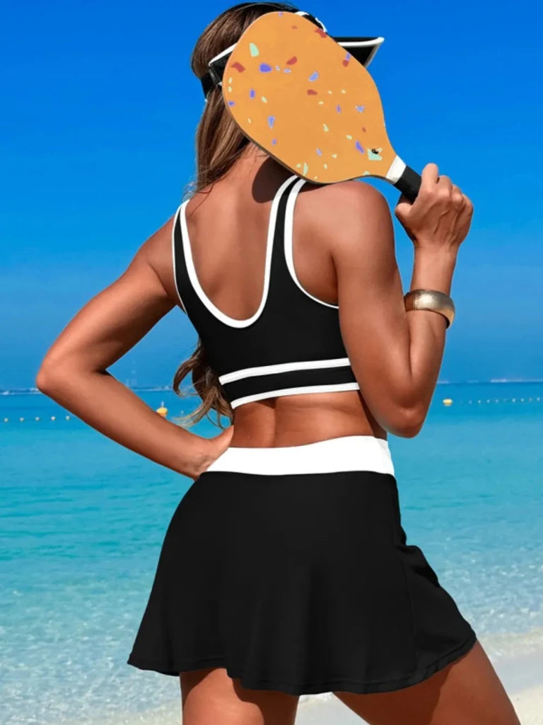 Scoop Neck Top and Skort Swim Set - Orange by Trendsi from FREYA’S CLOSET