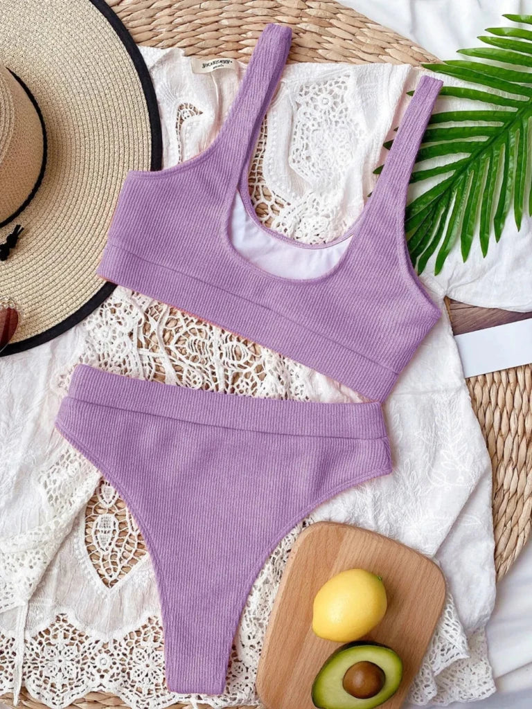 Scoop Neck Wide Strap Two - Piece Swim Set - Lavender by Trendsi from FREYA’S CLOSET