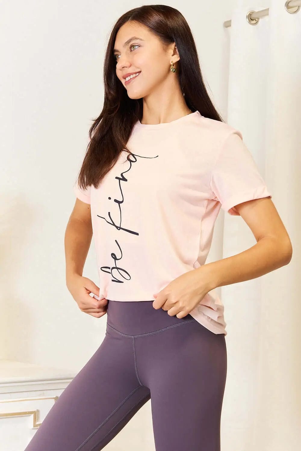 Trendsi Shirts and Blouses Simply Love BE KIND Graphic Round Neck T-Shirt