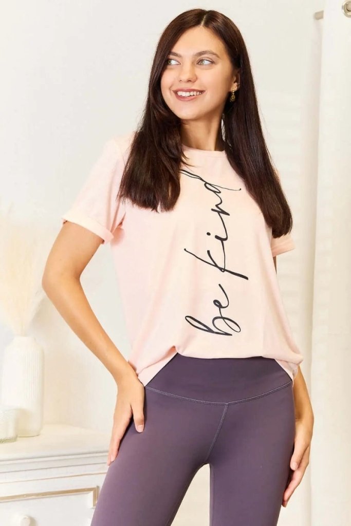 Simply Love BE KIND Graphic Round Neck T-Shirt - Watermelon pink by Trendsi from FREYA’S CLOSET