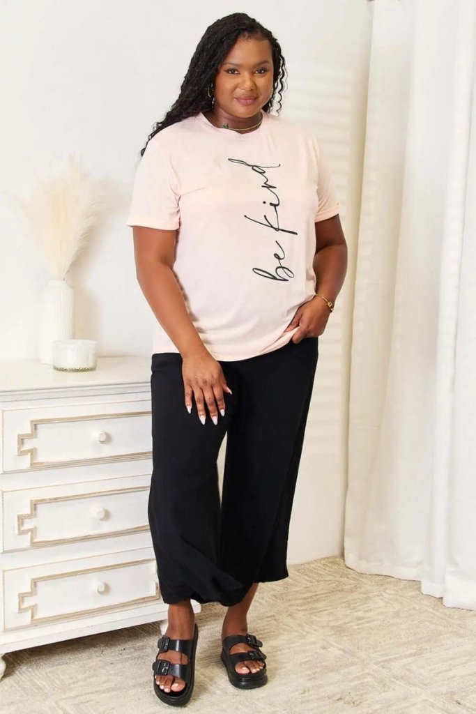 Simply Love BE KIND Graphic Round Neck T-Shirt - Watermelon pink by Trendsi from FREYA’S CLOSET