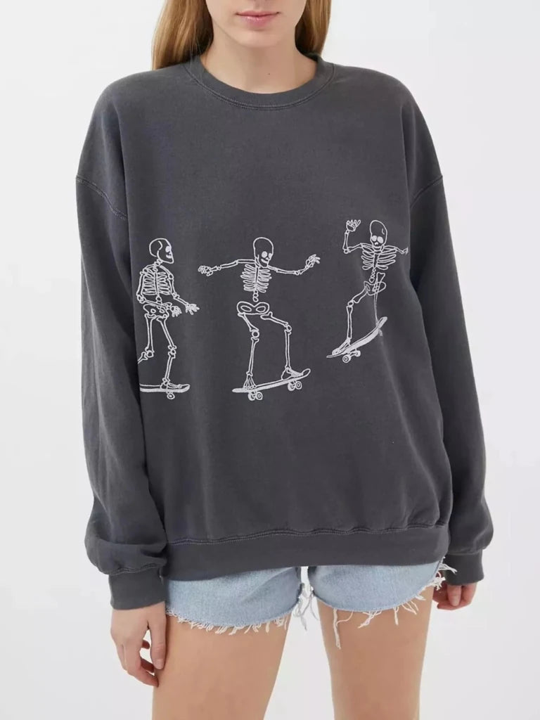 Skeleton graphic round neck sweatshirt