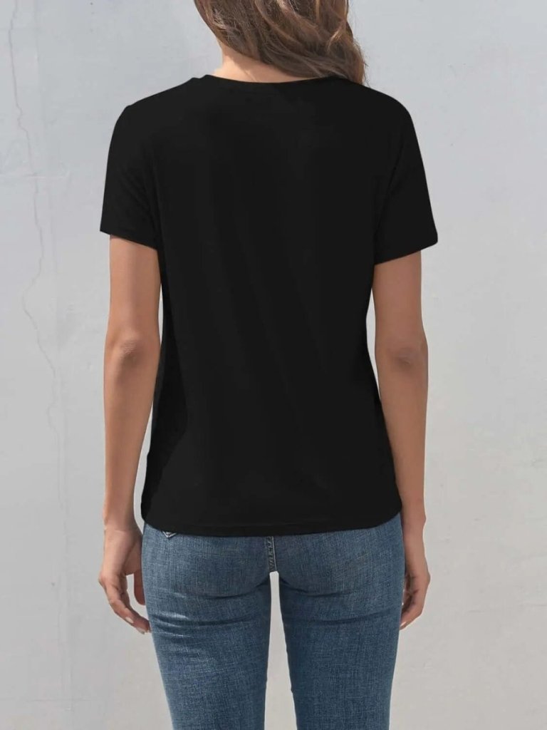 Smile Graphic Round Neck Short Sleeve T-Shirt - Black by Trendsi from FREYA’S CLOSET