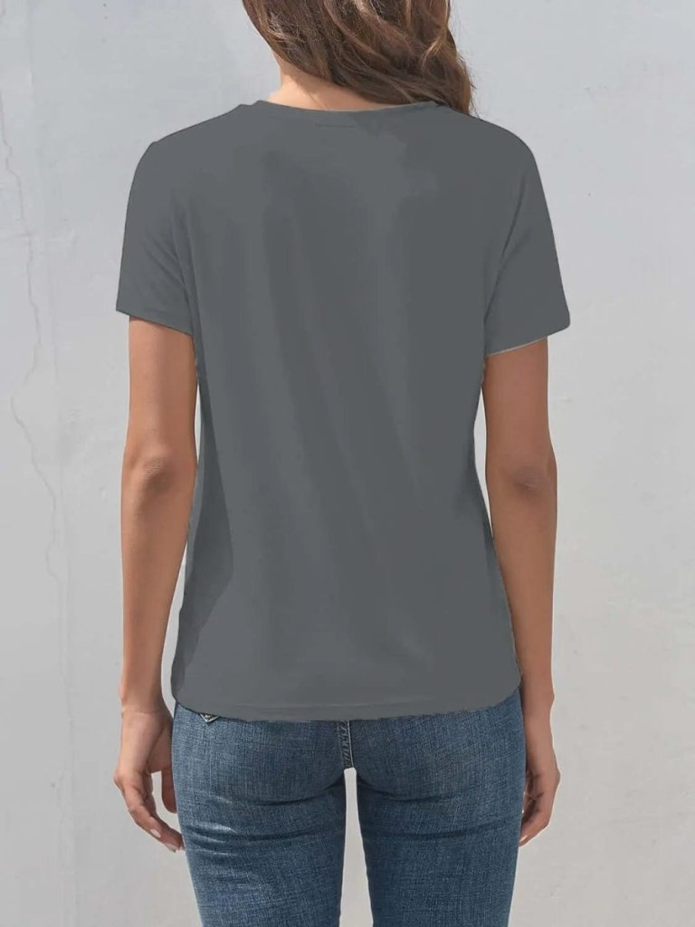 Smile Graphic Round Neck Short Sleeve T-Shirt - Charcoal by Trendsi from FREYA’S CLOSET