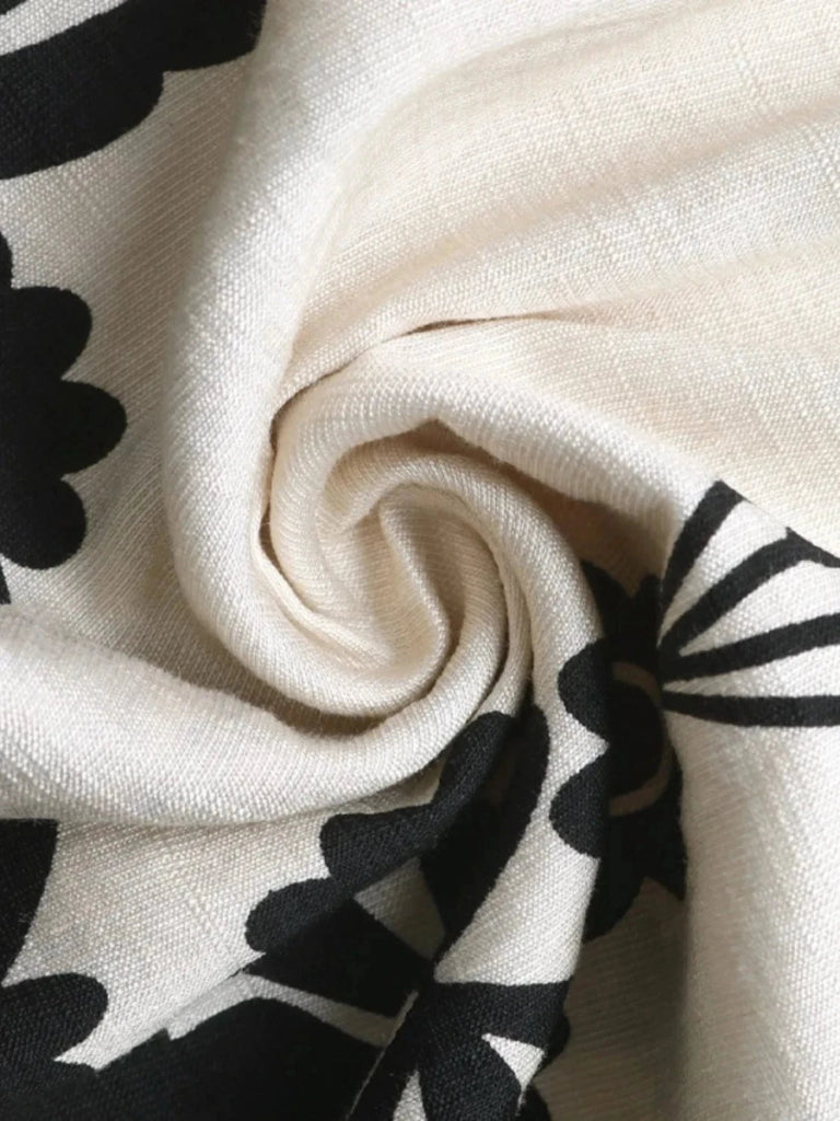 Smocked Printed Wide Leg Jumpsuit - Beige by Trendsi from FREYA’S CLOSET