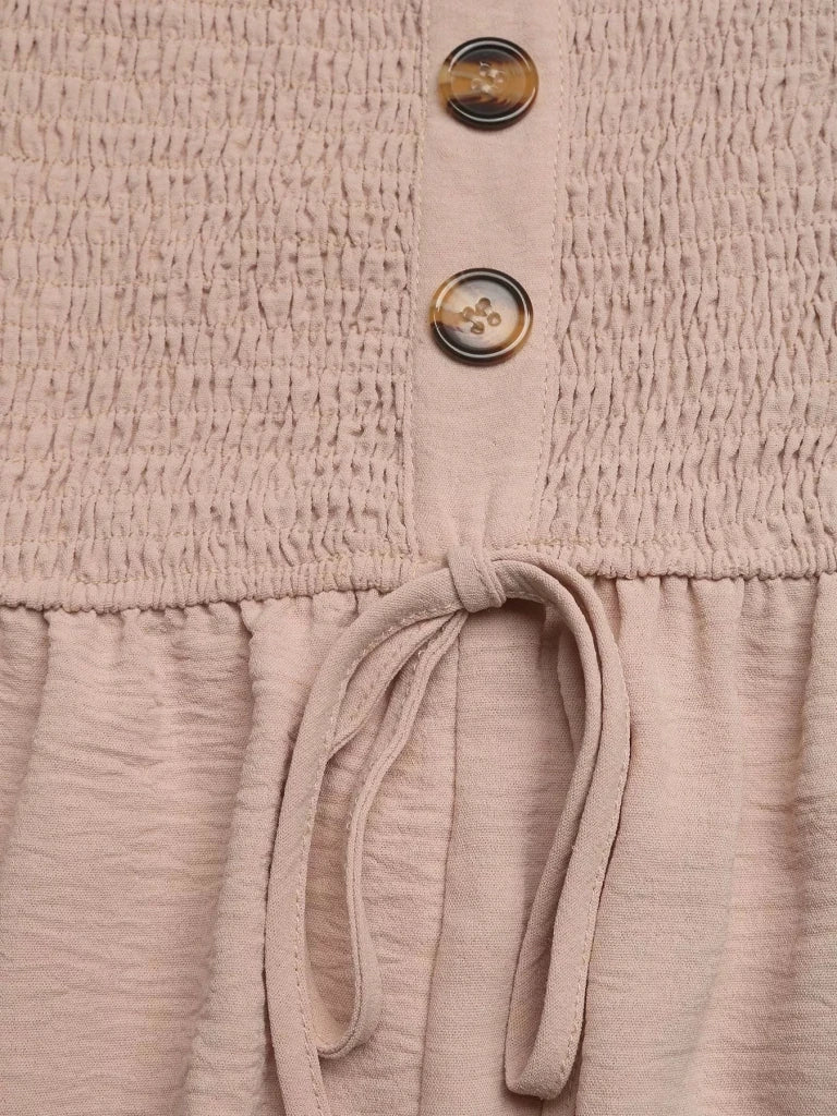 Smocked Tube Top Wide Leg Jumpsuit - Apricot by Trendsi from FREYA’S CLOSET