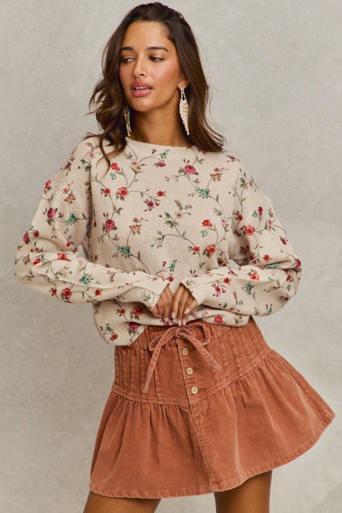 SO ME Mineral Wash Pintucked Corduroy Mini Flared Skirt - RUST by Trendsi from FREYA’S CLOSET