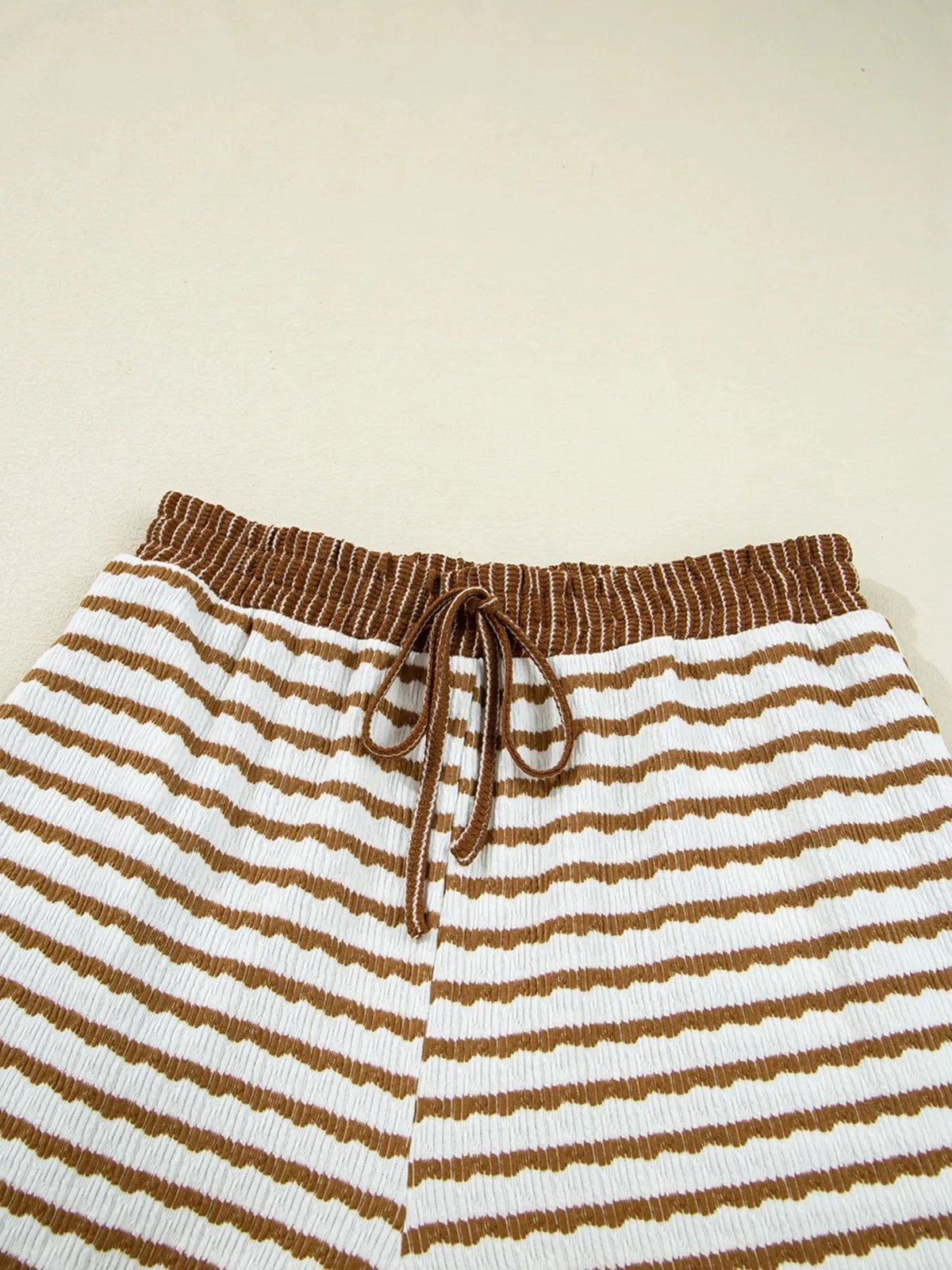 Trendsi Stripe Collared Top and Drawstring Pant Set