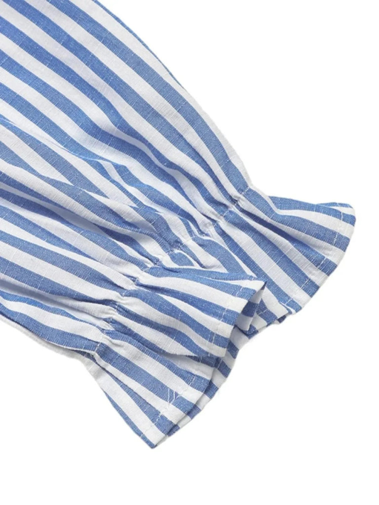 Striped Half Sleeve Mini Shirt Dress - Light Blue by Trendsi from FREYA’S CLOSET