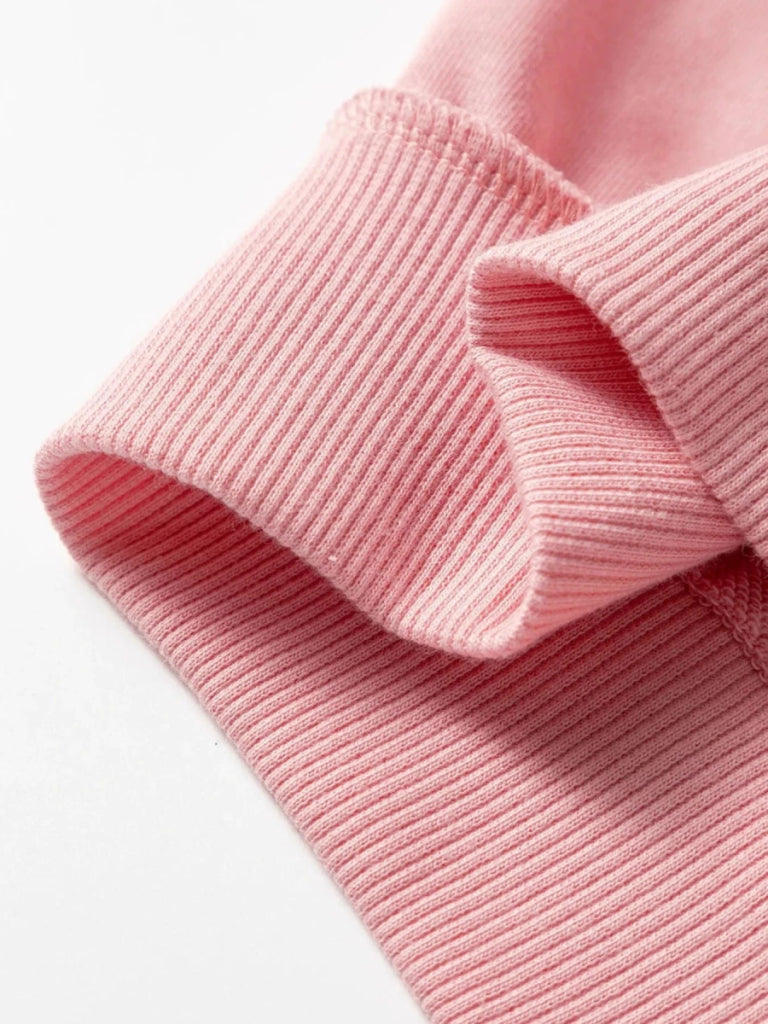 Striped Mesh Sleeve Patchwork Exposed Seam Top - Dusty Pink by Trendsi from FREYA’S CLOSET