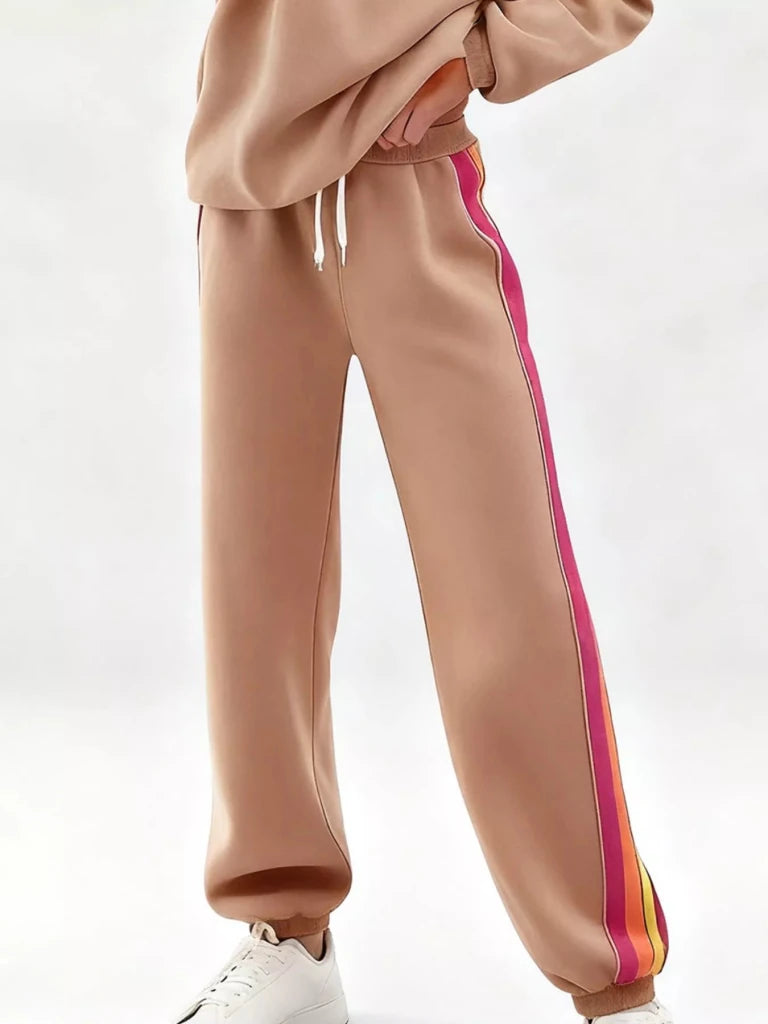 Striped round neck sweatshirt and pants set, alternate product image